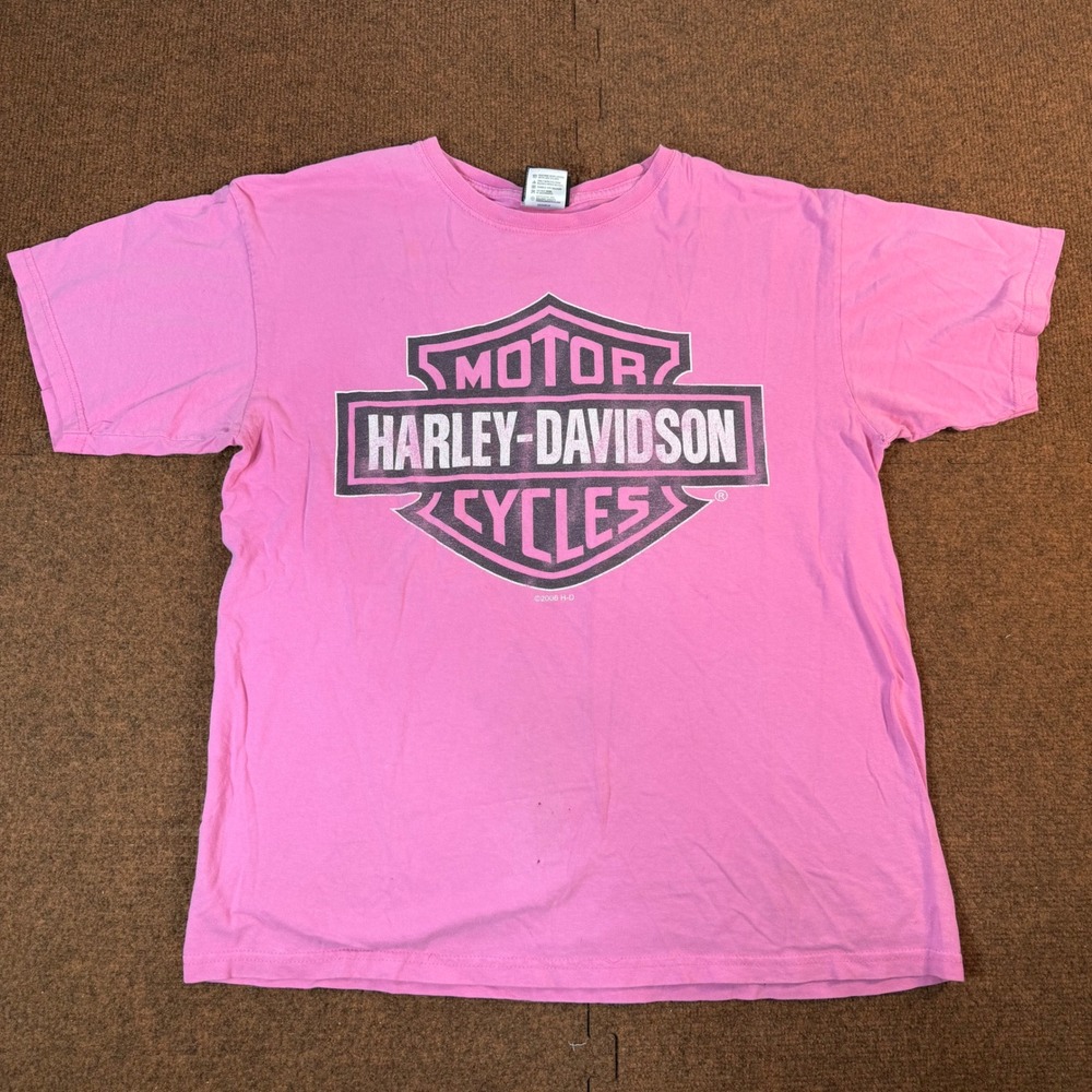 Harley-Davidson T-Shirt Womens L Pink Graphic Bar & Shield West Branch MI 2008
